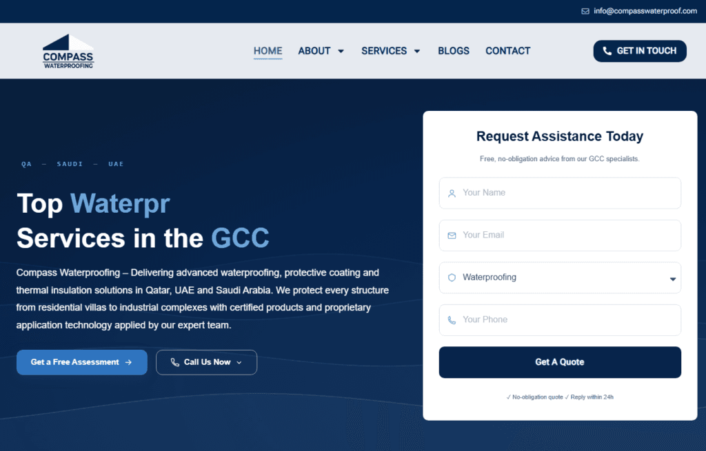 Compass Waterproofing Website layout