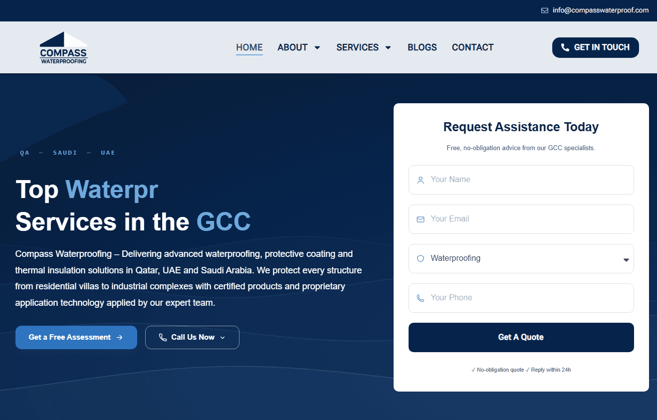 Compass Waterproofing Website layout