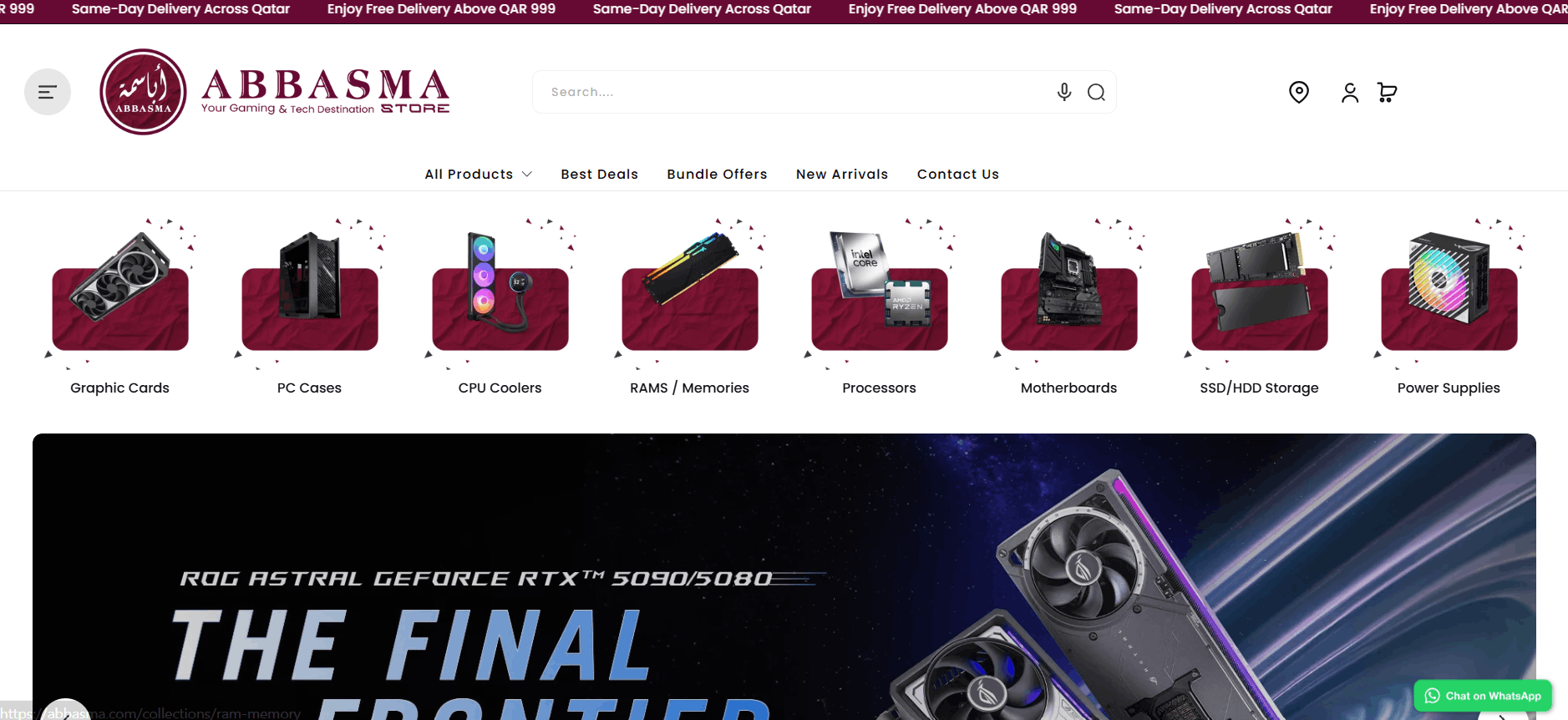 Abbasma Computers Homepage Hero section gaming store in qatar