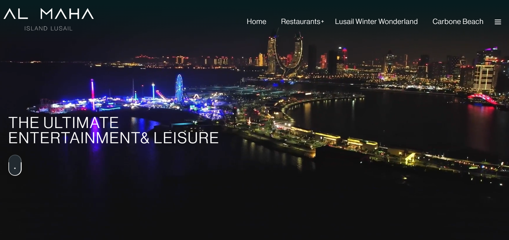 Al Maha Homepage hero section, leisure in doha